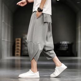 Men's Shorts Pants Summer Thin Large Size Three Quarter Loose Harem Chinese Style Solid Colour Sports Casual Trousers