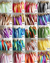 Banner Flags 50pcs /lot Multicolour Wedding Ribbon Stick/Sparklers Fairy Magic Wands With Bell Wedding Ribbon Wands Party Supplies 230804