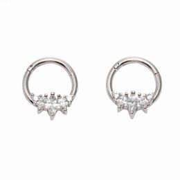 Nose Rings Studs 10pcs/lot Free Shipping 5 CZ Gems Seamless Hinged Segment Ring Clicker Cartilage Nose/Lip/Ear Hoop Septum 16G CZ Shine New L230806