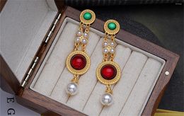 Stud Earrings Pearl Fringed Women's Vintage Chinese Style Hanfu Temperament Long Court Fashion