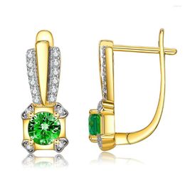 Backs Earrings Arrival Yellow Gold Colour Clip For Women Wedding Round Emerald Austrian Crystal Jewellery Wholesale Drop