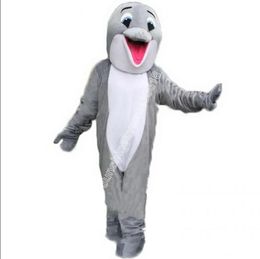 Grey Dolphin Mascot Costume Top Cartoon Anime theme character Carnival Unisex Adults Size Christmas Birthday Party Outdoor Outfit Suit