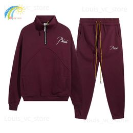 Classic Embroidered Hoodie Men's Clothes Autumn Winter Fashion Casual Couple Vintage Stand Collar Half Zip Sweatshirts T230806