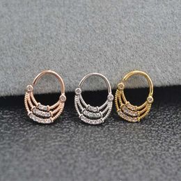 Nose Rings Studs 10pcs Body Jewellery Piercing CZ India Style Ring Ear Helix Daith Cartilage Tragus Earring Nose Septum Ring Bend Shine 20g NEW L230806