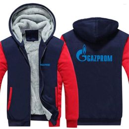 Men's Hoodies 2023 Men Russia Gazprom Autumn And Winter Thick Warm Fleece Zipper Coat Casual Tracksuit Sportwear Sweatshirts Tops