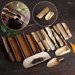 Tea Scoops 1Pc Accessories Chinese Kongfu Wooden Bamboo/Plastic Retro Style Natural Scoop Delicate Spoon Portable Bamboo Teaspoon