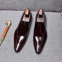Handmade Mens Wedding Oxford Shoes Black Blue Genuine Leather Luxury Designer Dress Shoe Men Slip On Formal Loafers Shoes Man