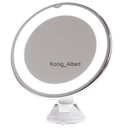 Compact Mirrors 7Inch 10X Magnifying Makeup Mirror with Suction Cup Led Makeup Mirror 360 Rotating Professional Desktop Cosmetic Mirror x0803