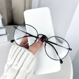 Sunglasses ZUEE Retro Metal Myopia Glasses For Women Men Fashion Round Frame Transparent Plain Anti Eyestrain Optical Eyeglasses