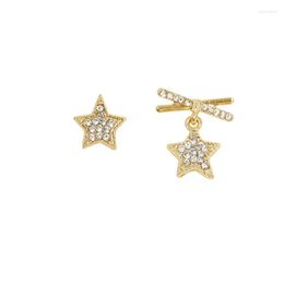 Stud Earrings S2060 S925 Silver Needle Korean Star Asymmetrical Temperament Sterling Fashion Simple Frosty Wind