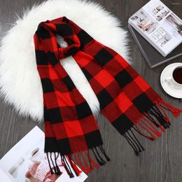 Scarves 2023 Autumn Winter Warm Cashmere Scarf Cheque Pattern Long Tassels Women Thicken Wrap Shawl Wool Pashmina Muffler