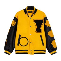 Flocking Leather Sleeves Baseball Coat Uniform Fashion Jacket Single Breasted Warm Jackets Couples Women Men Varsity Coats Mens Designer Clothing S-XL