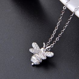 Chains Lefei Jewellery 925 Silver Fashion Luxury Simple Diamond-set Creative Bee Pendant Necklace For Wome Party Wedding Charms Girl Gift