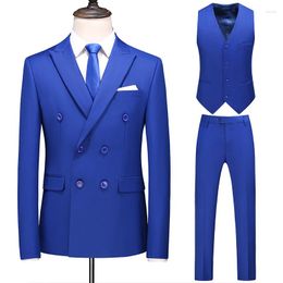 Men's Suits 2023 Suit Coat Wedding Set Double Breasted Full Fit Jacket Dress 3/Three Piece Top Trousers Vest