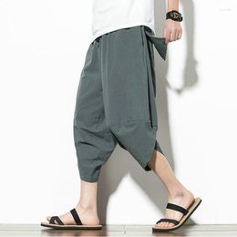 Men's Pants 2023Ready StockStreetwear Harem Men Summer Casual Joggers Mens Cotton Solid Calf-length Trousers