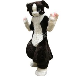 Husky Dog Walking Long Fur Fox Mascot Costume Walking Halloween Christmas Stage Performance Costume Set Party