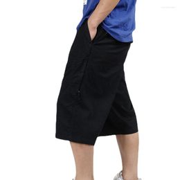 Men's Shorts Arrival Fashion Summer Overalls Men Cotton Loose Oversized Casual Elastic Waist Knee Length Plus Size XL 2XL 3XL 4XL 5XL 6XL