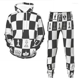 Men's Tracksuits Chess 3D Printed Tracksuit Sets Casual Hoodie Pants 2pcs Oversized Pullover Streetwear Spring Autumn Man Clothing