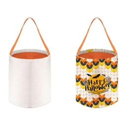 Sublimation Blank Easter Basket Bags Cotton Linen Carrying Gift and Eggs Hunting Candy Bag Halloween Storage Pouch Handbag Toy Bucket BY SEA FY5735 JN09