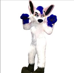 Husky Dog Fox Medium Long Fur Mascot Costume Walking Halloween Christmas Stage Performance Costume Set Party