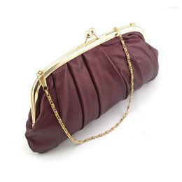 Evening Bags Genuine Leather Long Purse Women Girls Shoulder Bag Card Holder Wallet Phone Real Sheepskin Fashion Change