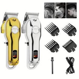 Professional Hair Clipper Metal Electric Cordless Hair Clipper Trimmer Kit USB Hair Clipper Shaver For Men