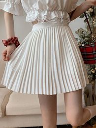 Skirts TIGENA Korean Cute Pleated Mini Skirt For Women 2023 Summer Girls Kawaii All-match A Line High Waist Short Female