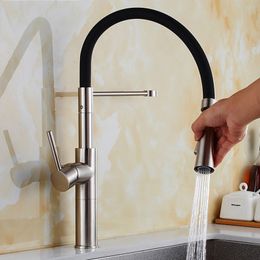 Kitchen Sink Faucets 360 Swivel Solid Brass Single Handle Mixer Sink Tap Pull Out Down Kitchen Sink Faucet