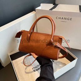 Shoulder Women's 2023 New Fashion Handbag with Western Texture Stone Pattern One Cross Boston Bagstylishhandbagsstore