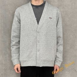 Oversize Cotton Embroidery NOAH Long Sleeve Men Women High Quality V-Neck Button Black Grey Noah Sweater Cardigan T230806