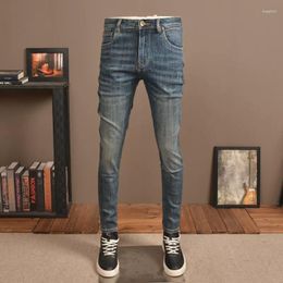 Men's Jeans Fashion Vintage Men Retro Blue Elastic Slim Fit Classical Designer Trousers High Quality Denim Pants Hombre