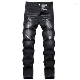 Men's Jeans Zipper For Male Fashion Casual Straight Cotton Big Size Brand Men Jean Black Colour Ripped