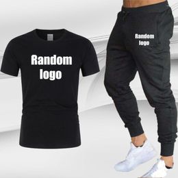 Men's Tracksuits Diy Luxury T-shirt Pants Suit Brand Short Sleeved Set Printed Cotton Shirts Jogging Sweatpants Male Sportswear