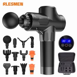 Full Body Massager RLESMEN Professional Massage Gun 12 Heads Electric Muscle Handheld Fascial Relaxation For Men Adult Bodybuilding 230804