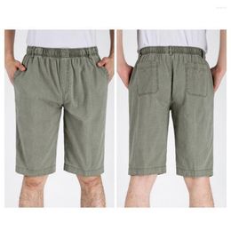 Men's Shorts Casual Trousers Drawstring Design Loose Keep Cooling Elastic Waist Elderly Summer Pants Flax Beachwear