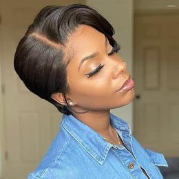 Short Pixie Cut Wigs Natural Black Brazilian Remy Hair Ombre Colour Straight Human Wig Female Layered Haircuts Be Dyed