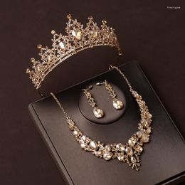 Necklace Earrings Set Bridal Crown 3-piece Of Artificial Crystal Romantic Birthday