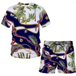 Men's Tracksuits Summer Print King T Shirt For Men Beach Short Sleeve Sets Set Harajuku Women's Suit 2-piece Matching T-shirts Sweatshirt