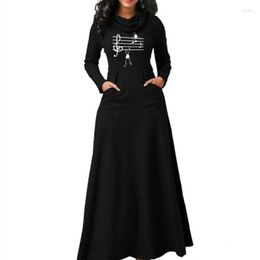 Women's Hoodies Music Notes Long Sleeve Woman Dress Fit And Flare Vintage Ladies Office Work Elegant Dresses Casual Party Vestido Clothing