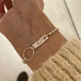 Link Bracelets TIOWIOS 2023 Irregular Metal Letter Bracelet Women's Design Sense Vintage Personality Simple Temperament Fashion Hand