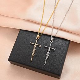 Chains Fashion Cross Necklaces For Women Men Stainless Steel Pendant Necklace Choker Religious Christian Jewelry Christmas Gift