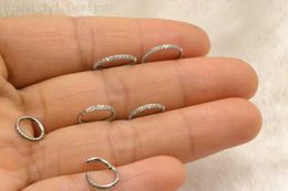 Nose Rings Studs 10pcs/lot 316L Surgical Steel Seamless Hinged Segment Ring Clicker Ear Cartilage Nose Hoop Septum Shine CZ Hot 16Gx6/8/10/12mm L230806