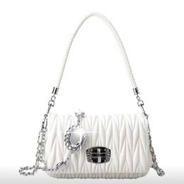 2023 new fashion soft leather fairy bag diamond-chain bag single shoulder crossbody portable pleated bag commuter bag