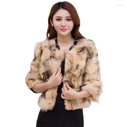 Women's Fur 2023 Arrvials Faux Coat Women Three Quarters Sleeves Short Cut Elegant Lady Overcoat