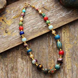 Strands Strings Luxury Natural Stone Nepal Charm Statement Necklace Unique Beaded Bold Ethnic Elegant Short Chokers Jewellery Dropship L230806