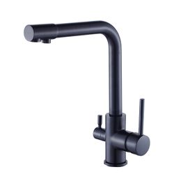 Filter Kitchen Faucets Gold Black Brass Kitchen Filter Faucets 360 Rotation Hot And Cold Water Mixer Purification Tap