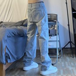 Men's Jeans Stitching Retro Hiphop High Street Ins Trendy Straight Loose Wide-Leg Pants Plus Size