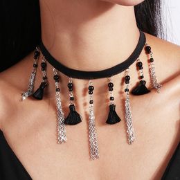 Choker 1pcs Bohemian Tassel Necklace For Women Sexy Vintage Gothic Pendant Clavicle Chian Necklaces Jewellery Accessories 2023