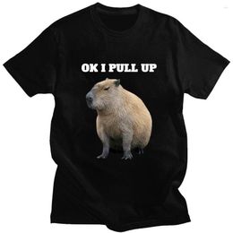 Men's T Shirts OK I PULL UP Capybaras Graphic Shirt Oversized Short Sleeve Funny Men Women Cotton O-Neck T-shirt Streetwear Unisex