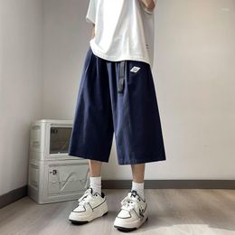 Men's Pants Summer Thin Tooling Overalls Shorts Fashion Male Students Loose Casual High Street Wide-leg Seven-point Clothes